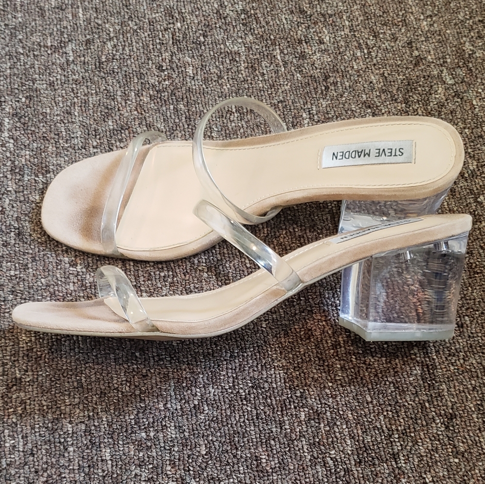 clear double strap heel sandals